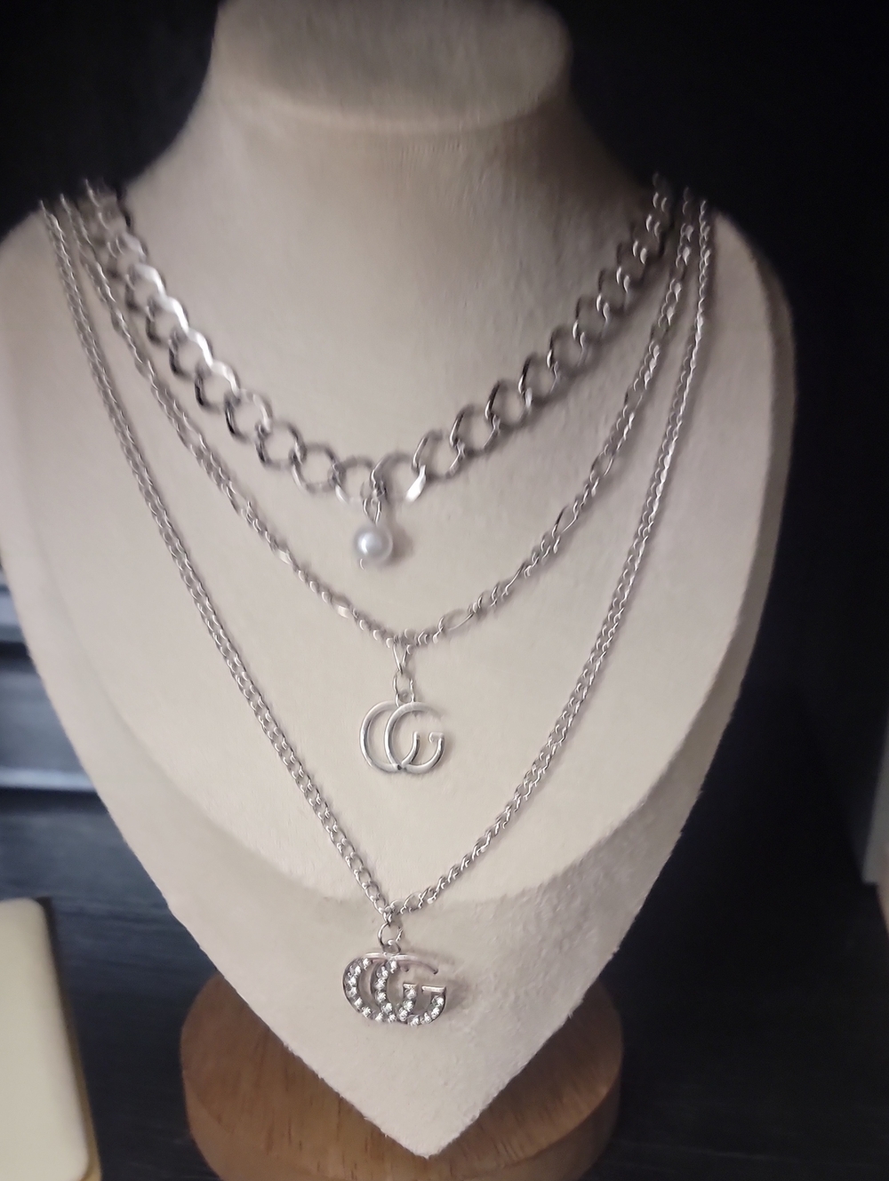 Fashion Silver-Tone Layered Pendant Necklace Set